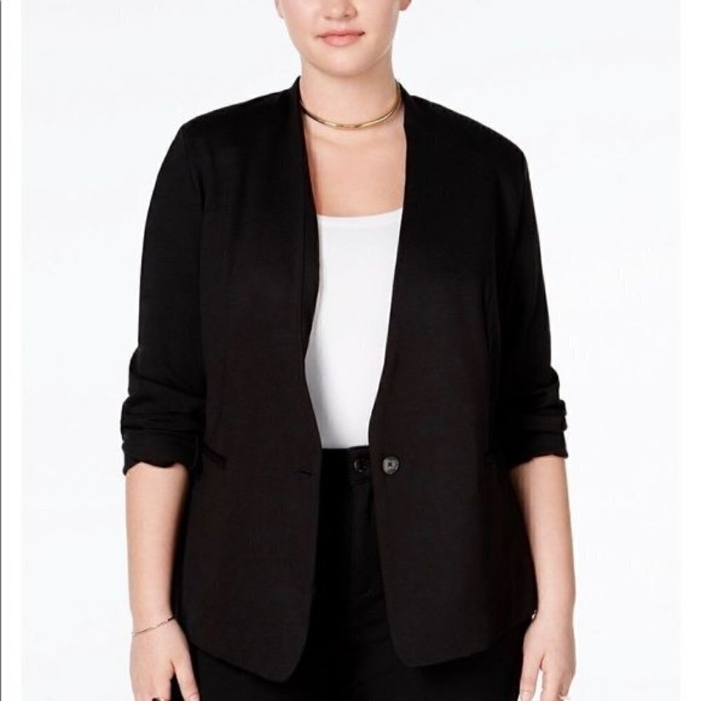 Rachel Rachel Roy Black Single Button Plus Ponte Office Blazer 3X